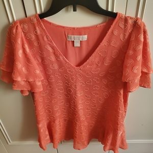 Michael Kors V-Neck Ruffled Top